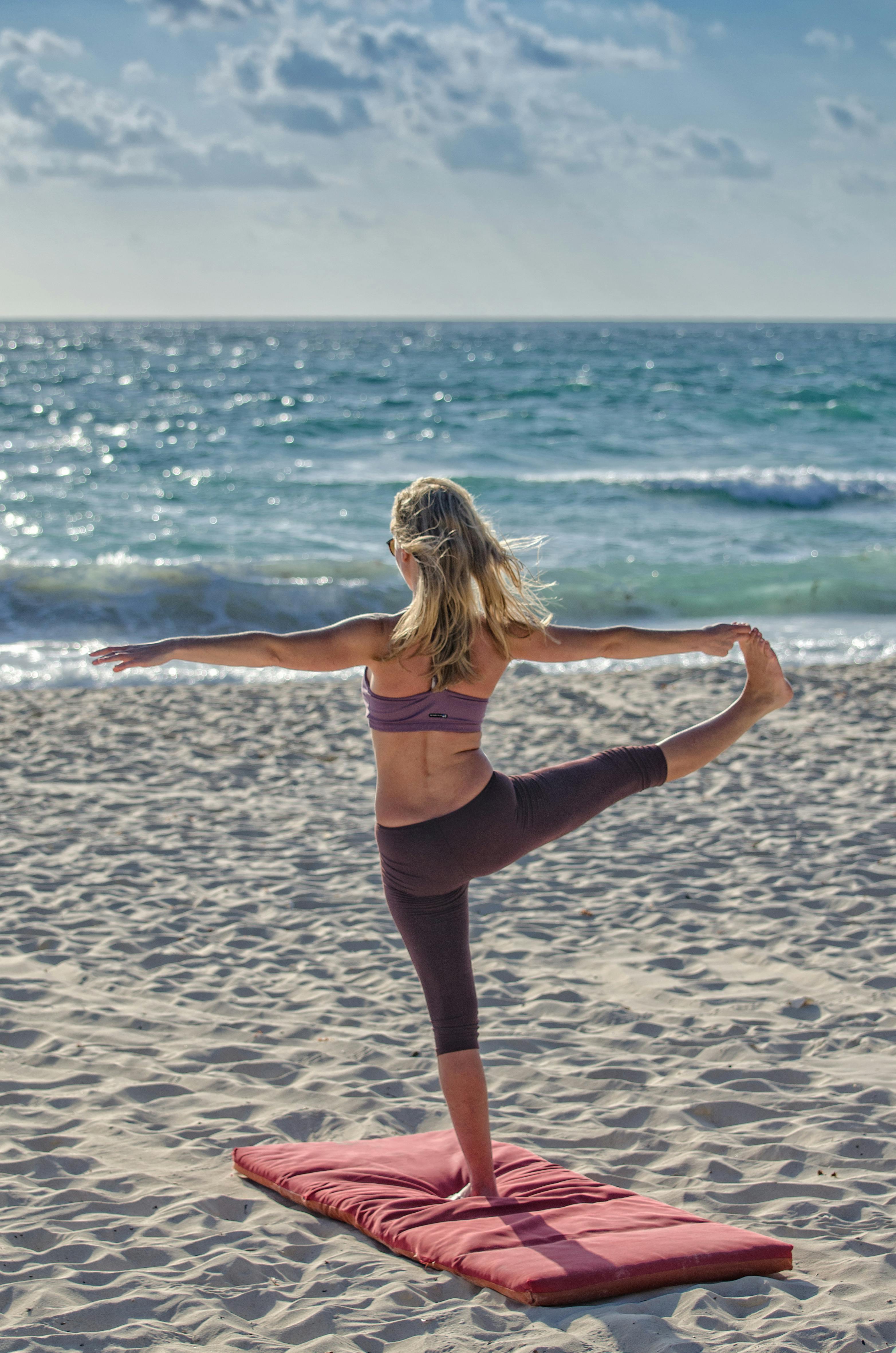 Morning yoga routine in a calm space